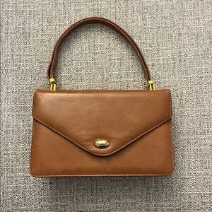 Vintage Saks Fifth Avenue Cognac Brown Leather Top-Handle Satchel